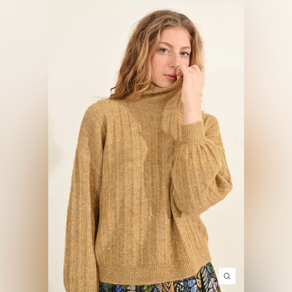 Molly Bracken Metallic Rib Knit Sweater - NWT
